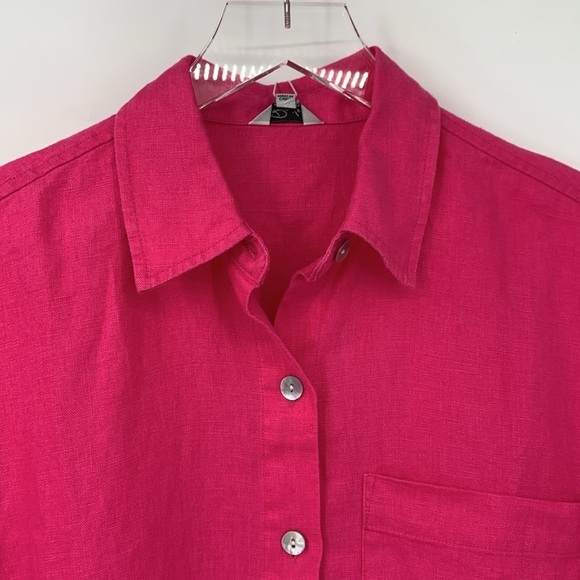Rails MacKinley linen shirt blouse top raspberry pink boxy button collar new S - Picture 3 of 5